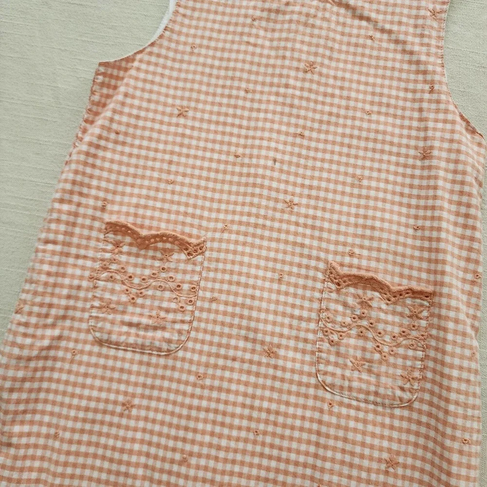 Vintage Oshkosh Peach Gingham Dress kids 6